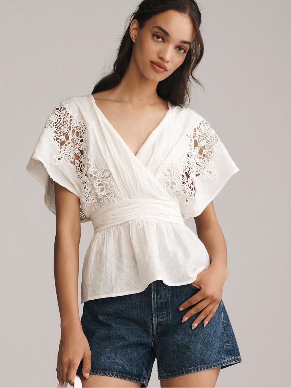 Maeve/anthropologie white eyelet top, L, NWT